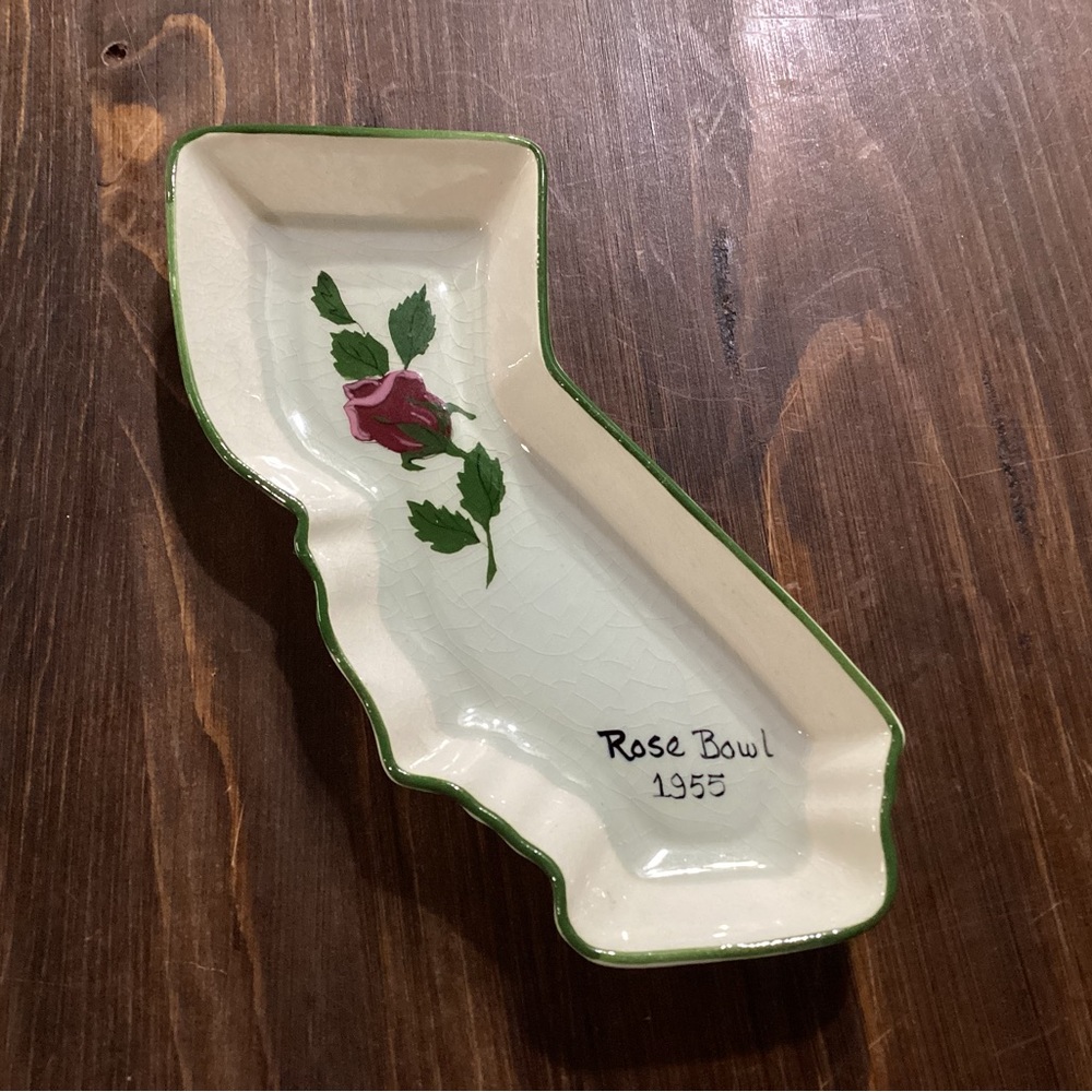 🔴 Vintage - 1955 Rose Bowl - Annie Laura - California - Ceramic Dish / Tray